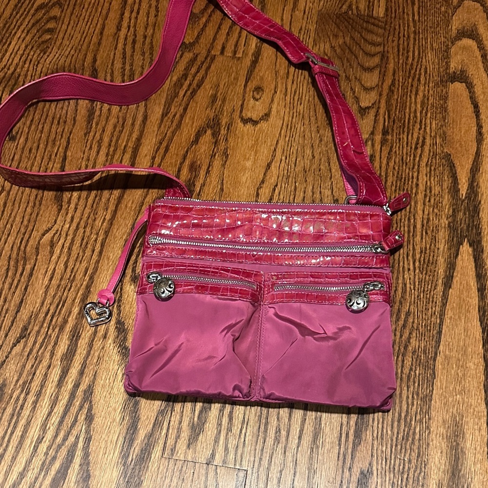 Brighton Hot Pink Crossbody Bag with Heart Charm